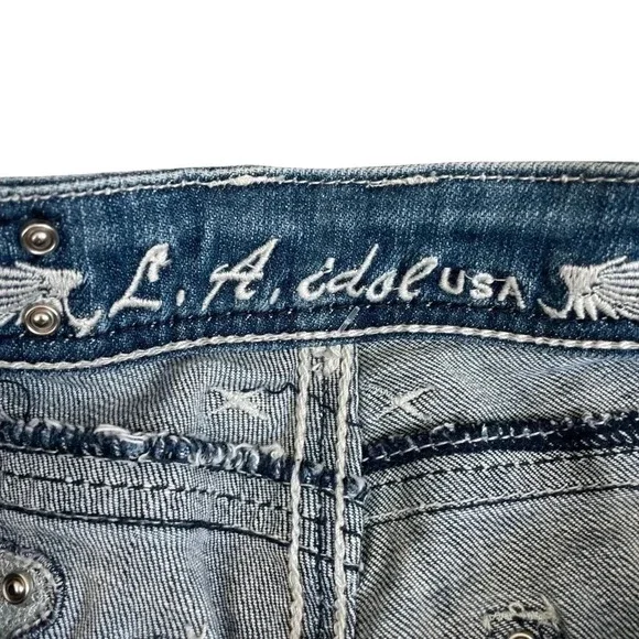 La Idle USA Jeans rhinestones metal embellished • Size 9 • 31/34 - Picture 5 of 8